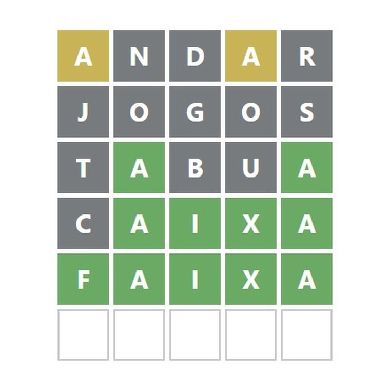 A Letro game board with the word FAIXA solved